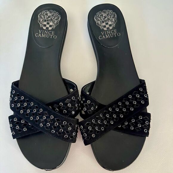 Vince Camuto, Endana suede slide sandals. - Picture 1 of 4